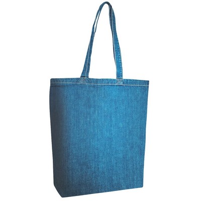Cotton Denim Gusseted Tote Bag