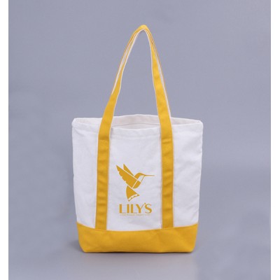 Boat Canvas Tote Bag W/Top Zipper Closure & Interior Pocket