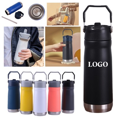 22-Ounce Insulated Stainless Steel Water Bottle With Flip Straw.