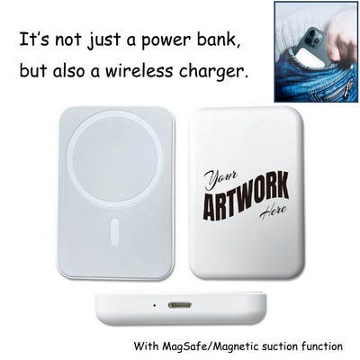 10,000 mAh Mini Portable Magsafe Wireless Charger Or Power Bank