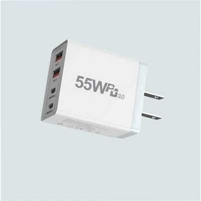 55W 4-Port USB-C Fast Charging Block for Multiple Devices