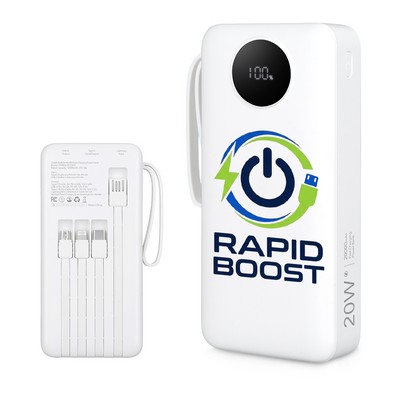 20,000mAh PD Fast Charge Power Bank w/ Cables