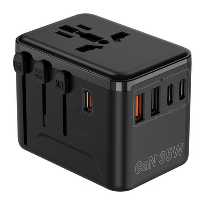 WORLD Universal Adaptor GAN 35W / 2 USB & 3 TYPE C PORTS