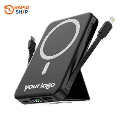 10000mAh Magnetic Power Bank 22.5W PD Fast Charging with USB-C Cable LED Display