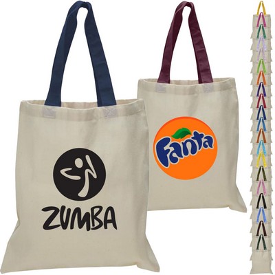 Eco-Friendly 100% Cotton Canvas Tote Bag with Color Handles