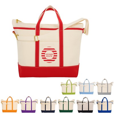 LARGE 24OZ STARBOARD MULTI-POCKET COTTON CANVAS TOTE BAG-24" W x 13" H x 7" D