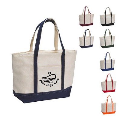 18oz Cotton Canvas Boat Tote Bags Front Pocket